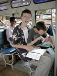 Duncan and Tote on the bus.