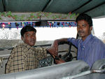 The inside of our jeep with our drivers