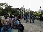 Maggie watching people in the park near Gateway of India