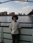 Maggie on our riverbus trip on the Nile.  We thought we would be unusual in taking a "joyride" on the riverbus - a form of public transportation that runs up and down the Nile.  In fact, we were surrounded by Egyptian couples.  This must be a popular "date" spot.