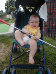Annie plays golf