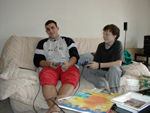 Olivier and Tote playing a computer game