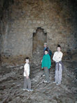 Inside the tower with lots of sheep poop