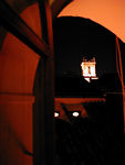 view out the window of the yellow hotel room