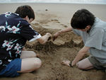 playing on the beach