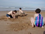 playing on the beach
