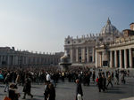 Crowd gathering for the Sunday blessing and sermon