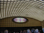 The audiences are held in a very large, modern auditorium