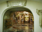 If Peter's bones are here, they are probably somewhere near here.  The church is built atop a Roman cemetary.  Though there's little conclusive evidence that Peter was buried here or even crucified in Rome, 1st Century tradition had his resting place near here.  