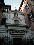 The outside of St. Barbara's.  See the lightning bolts under her feet?  Barbara is the patron saint of artillery men, bomb disposal experts, miners and other who risk a sudden death.