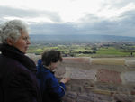 Grandma and Maggie looking out at the countryside