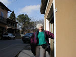 Grandma after the battle of the customs declaration.  When we got back from picking up Grandma, we got a note saying a package from home was stuck in customs.  Someone had declared it full of "foodstuffs," and the Post Office in Genoa wants $5 to inspect it.  Grandma wants it delivered right away.  We'll see who prevails.
