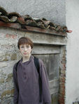 Duncan and roof tiles.  He smiles only when not being photographed