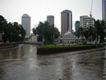 The Masjid Jamek and the spot where KL's founders first set foot in town.  (The name Kuala Lumpur means Muddy Confluence.  With reason.  We passed the confluence after a big rain, and the river was a muddy, liquid trash pile.)  The founders were 87 Chinese tin miners who eventually moved to a location some miles from here.  Strategically commanding both river valleys, the community flourished as a tin-collecting centre despite its malarial jungle location. 