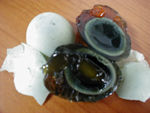 100-year old egg in all its gelatinous glory.  (Yes, we eat them.)