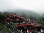 Jieyin Temple (we think).  This is taken from the ticket office for the cable car to the top.  The Chinese seem to think no tourist attraction is complete without a cable car ride.  Emei has two of them and a monorail.  (We have read that even the Great Wall has a cable car ride.  With luck, we'll never find out whether that is true.)  In fairness, most of our hike was far from roads and cable cars.  