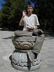 Tote doing the Buddha routine