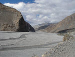 The raging river has become a weak braided series of streams
