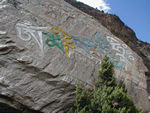 Outside Tukuche was this enormous carved boulder