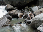 Kids at the waterfall