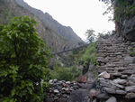 This suspension bridge, just outside Tatopani, crossed the river and swayed about a foot in the wind.  This is also where we ran into Kris and Veerle for the first time