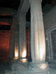 Graceful papyrus colums outside an older temple incorporated in Luxor