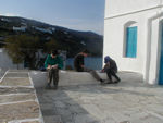 Working on journals at the monastery.  
