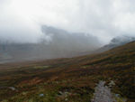 A mountain shrouded in mist