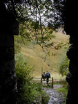 Duncan and Tote chatting (probably about Star Wars) as they cross a stile