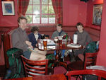 The wonderful Bridge of Orchy pub with tired walkers
